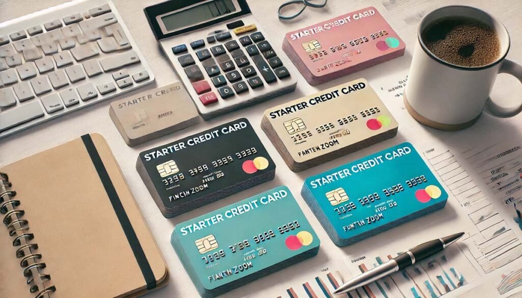 Fintechzoom Starter Credit Cards on Modern Workspace